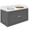 Elevated Dog Bowl Station with Storage Drawer 21L Capacity & 2 Stainless Bowls Gray