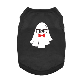 Nerdy Ghost Dog Shirt (Color: Jet Black, size: 2X-Large)