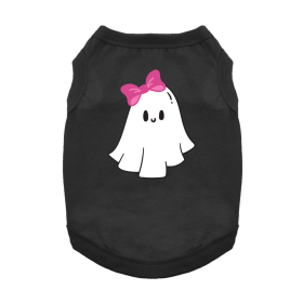 Cute Ghost with Bow Dog Shirt (Color: Jet Black, size: large)